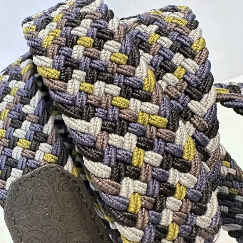 Robert Graham Jacob Belt Mens 38 Grey Multi Braided Woven Fabric Leather NEW